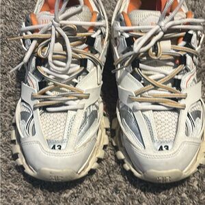 Balenciaga White and Orange Athletic Shoes